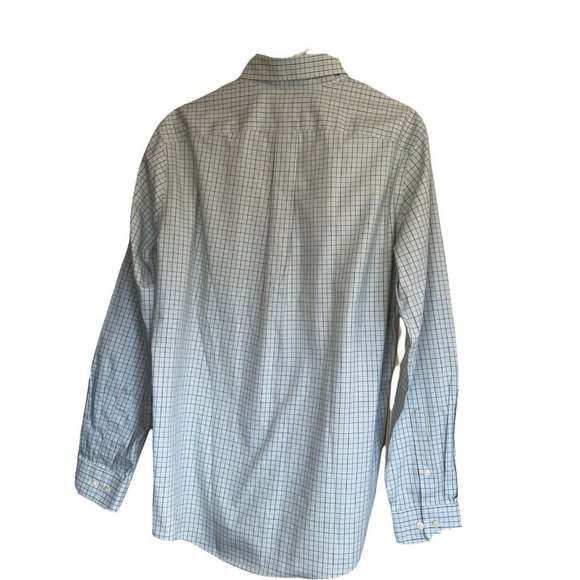Eddie Bauer Button Down Shirt Mens Medium LS Cotton Green/Blue Checked - Picture 2 of 10